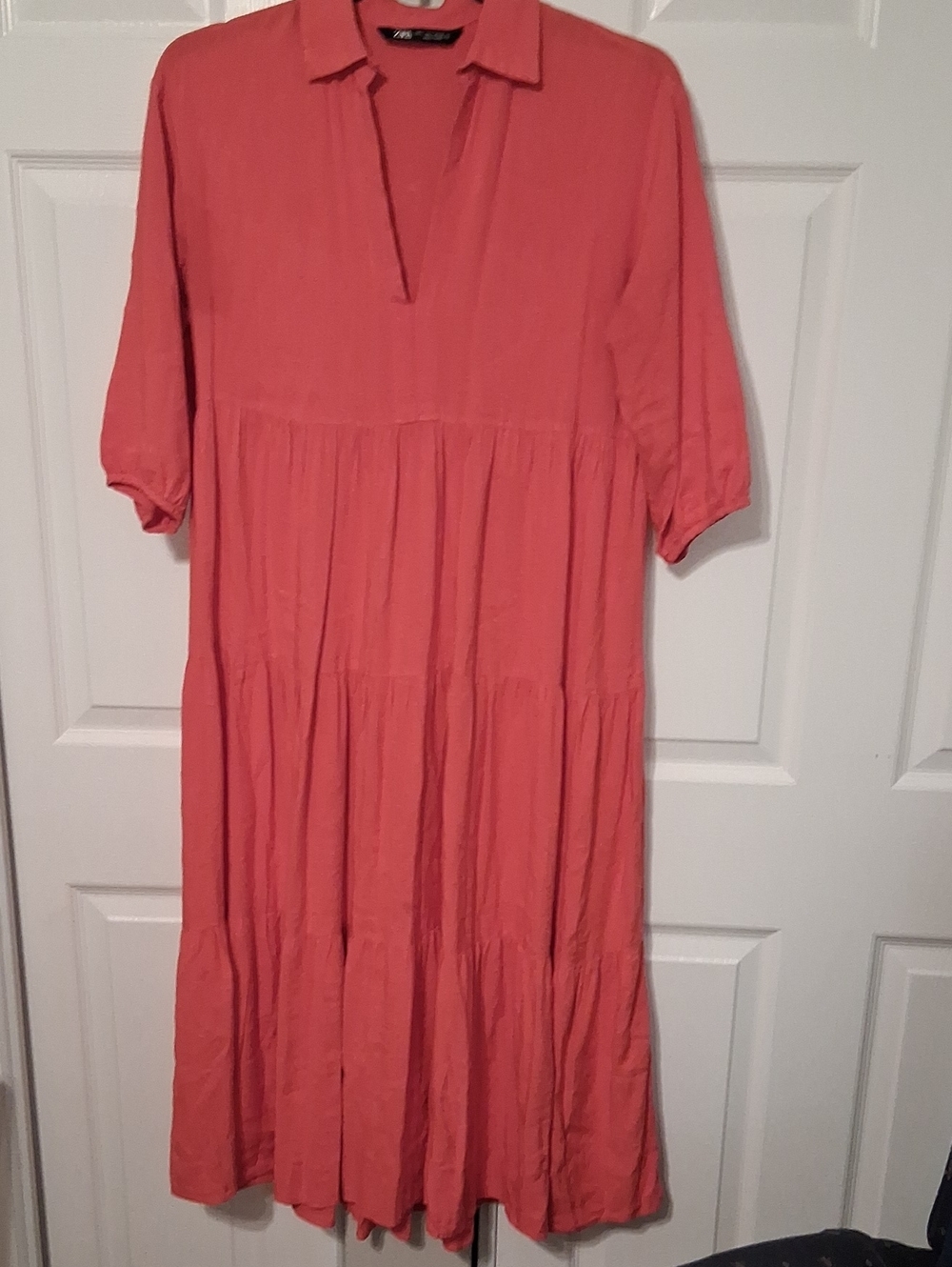 Zara Coral Tiered Maxi Dress